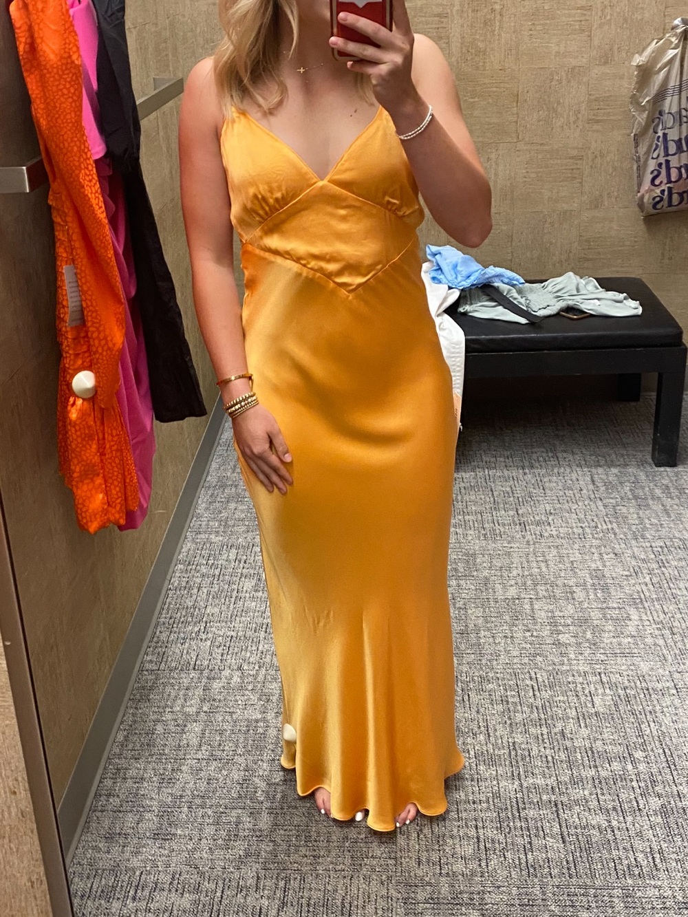 Satin Slip Maxi Dress in Golden Yellow
